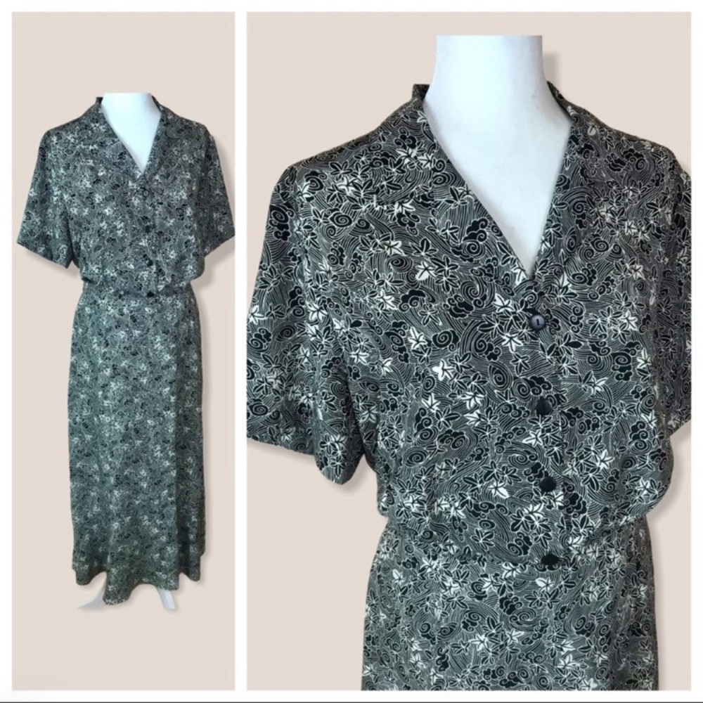 Vintage | Black & White Ditsy Floral 2 Piece Set